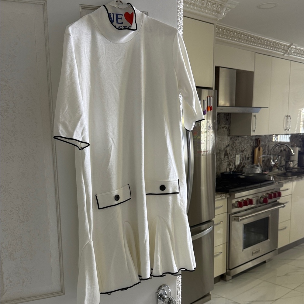 Zara White Dress with Black Trim